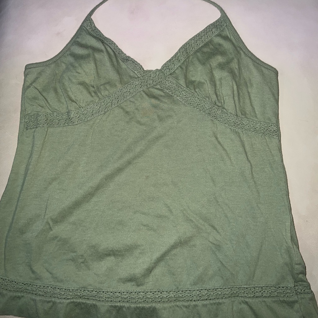 Olive Green Halter Top, Sz S, No Tag